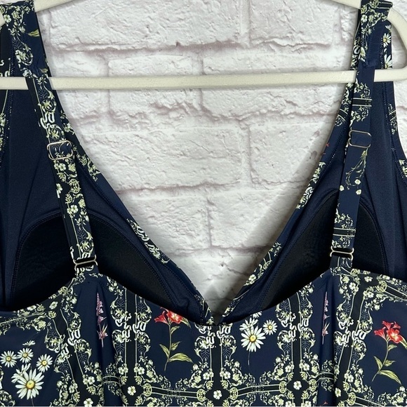 Agua Bendita x Target Navy Blue Floral Tile Cheeky One Piece Swimsuit - Picture 9 of 16